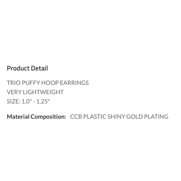 Set of 3 shiny puffy gold plated earrings - Picture 5 of 6